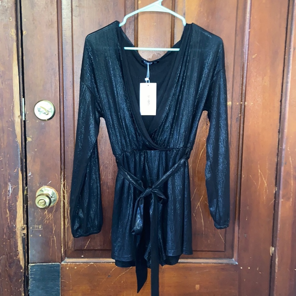 Black Shimmer NWT Deep-V Romper